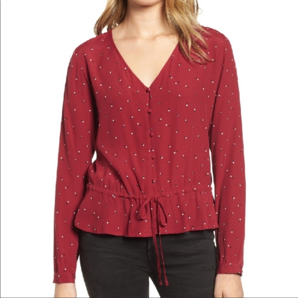 Rails "Beaux" Red Offset Dot Blouse, Xs - image 1